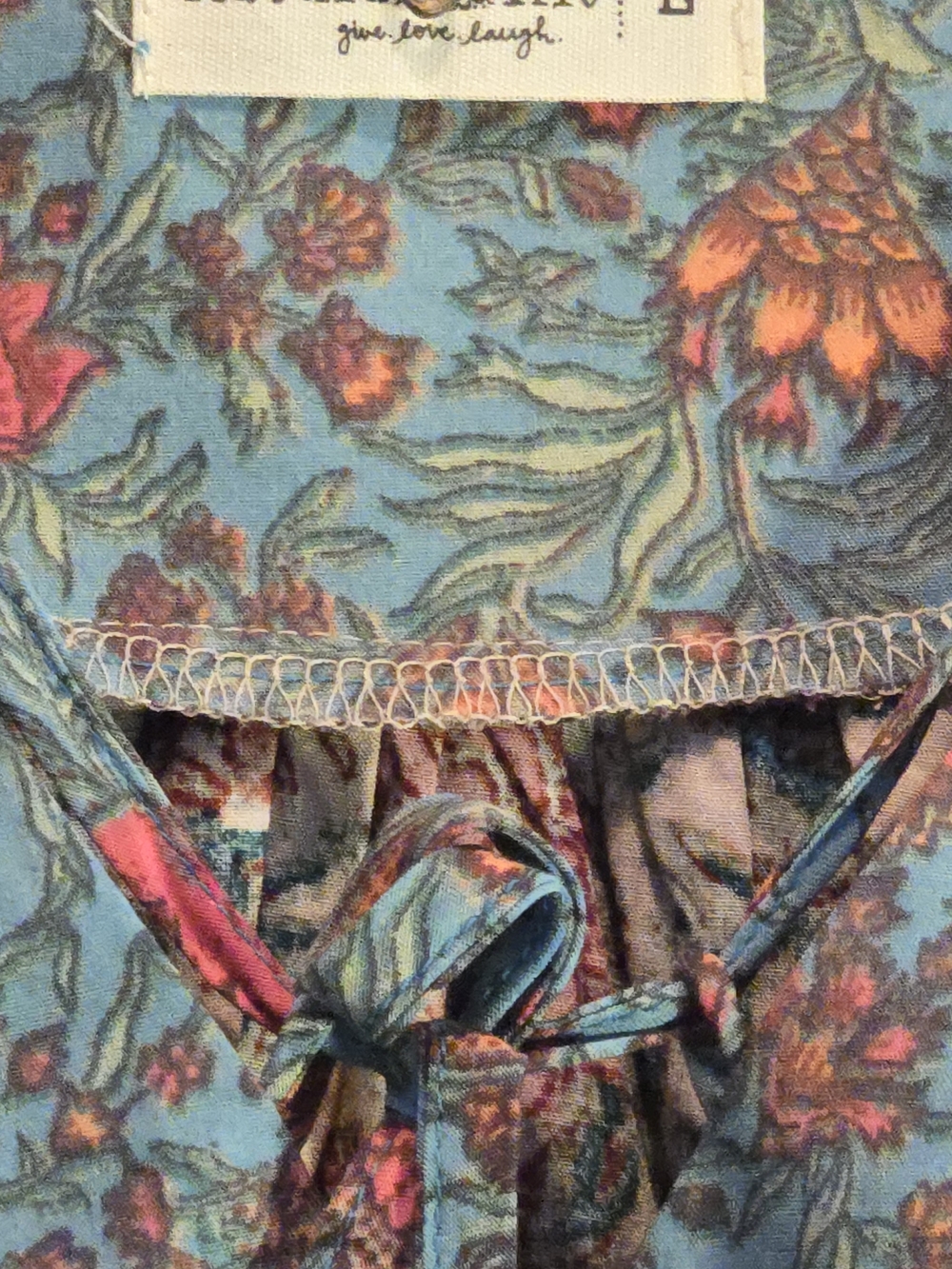 NATURAL LIFE Floral Peasant Blouse in Teal, Pink and Mustard - Picture 2 of 5
